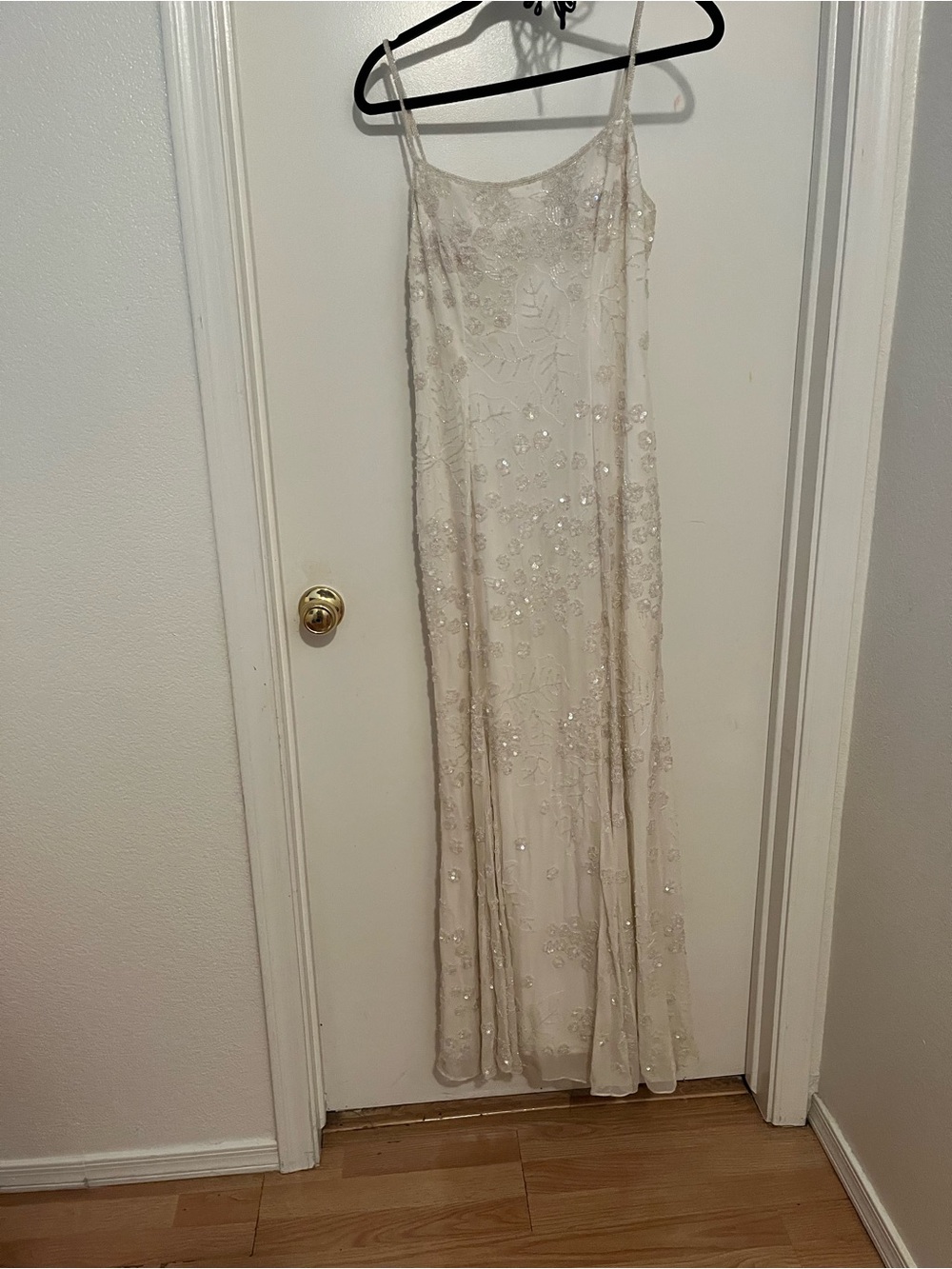 Scala Beaded Maxi Slip Dress in Ivory